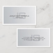 Carte De Visite Silver moderne tendance look élégant Monogram Plai (Devant / Derrière)