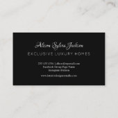 Carte De Visite Silver noir luxe élégant feuillage botanique (Dos)