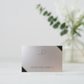 Carte De Visite Silver Or tendance Élégant Monogramme Moderne (Debout devant)