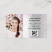 Carte De Visite Silver photo QR code parties scintillant poussière (Dos)