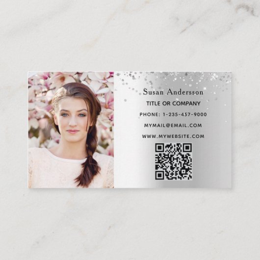 Carte De Visite Silver photo QR code salon de beauté (Dos)
