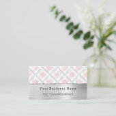 Carte De Visite Silver Pink Glitzy Stripes Business name website (Debout devant)