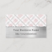 Carte De Visite Silver Pink Glitzy Stripes Business name website (Devant)