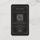 Carte De Visite Silver Retro Celestial Tarot Nail artist QR Code (Dos)