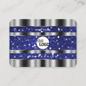 Carte De Visite Silver Royal Blue Sparkle Parties scintillant ajou (Devant)