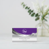 Carte De Visite Silver Royal Purple avec logo et diamant (Debout devant)