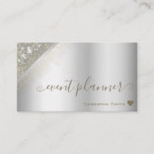 Carte De Visite Silver tendance avec Elegant Gold Rain Event Plann (Devant)