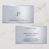 Carte De Visite Silver tendance Elégant Monogramme Modèle moderne (Devant / Derrière)