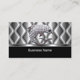 Carte de visite Silver Tile Trim Diamond Dolphin