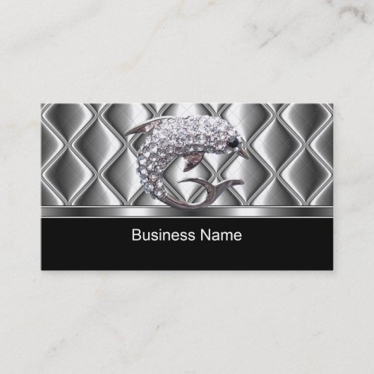 Carte de visite Silver Tile Trim Diamond Dolphin (Devant)