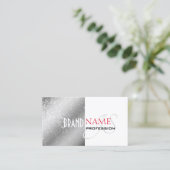 Carte De Visite Silver White Red with Glitter Stars and monogram (Debout devant)