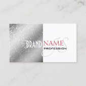 Carte De Visite Silver White Red with Glitter Stars and monogram (Devant)
