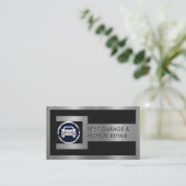 Carte De Visite Silver Wrench Frame On Car Nut Logo (Debout devant)