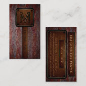 Carte De Visite Simili cuir Brown de monogramme (Devant / Derrière)