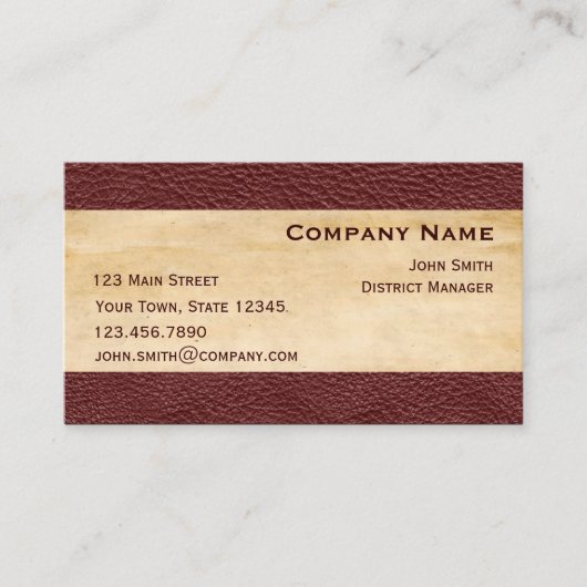 Carte de visite simili cuir marron de frontière (Devant)