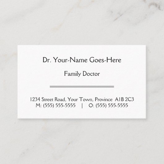 Carte de visite simple (Devant)