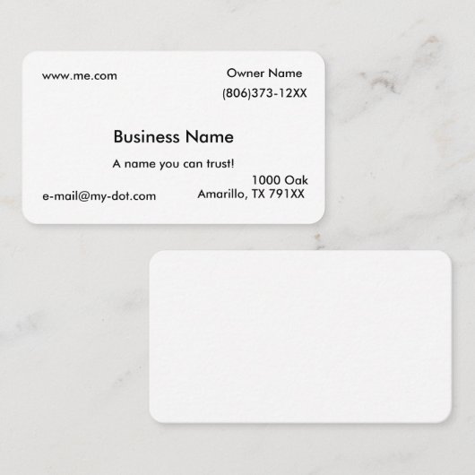 Carte de visite simple (Devant / Derrière)