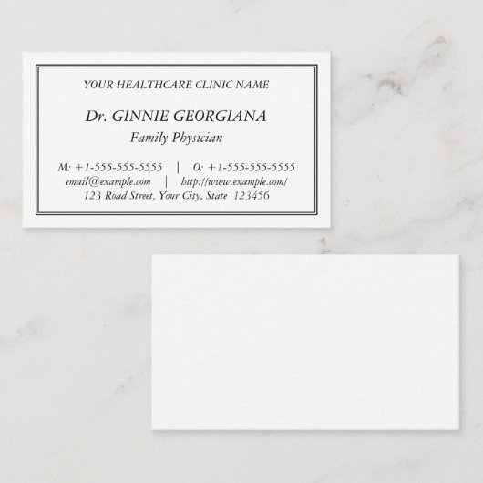 Carte de visite simple (Devant / Derrière)