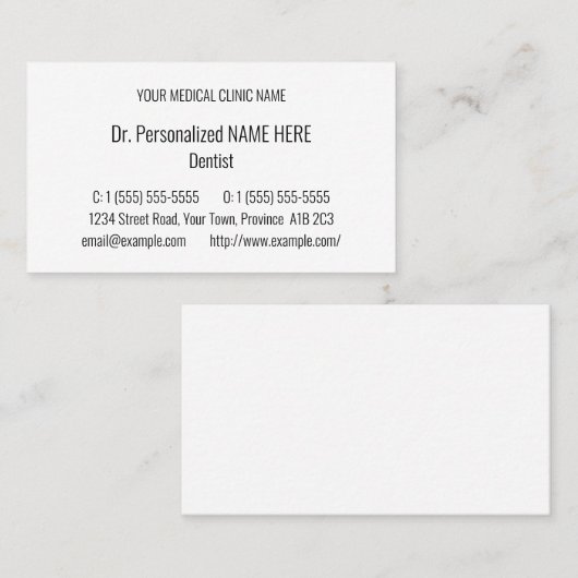 Carte de visite simple (Devant / Derrière)