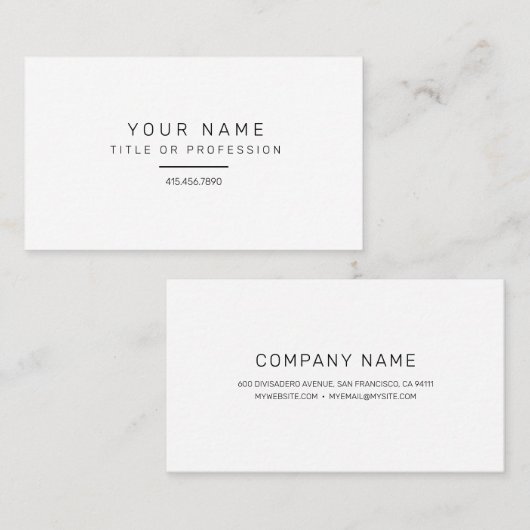 Carte de visite simple (Devant / Derrière)