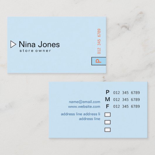 Carte De Visite simple #08 (Devant / Derrière)