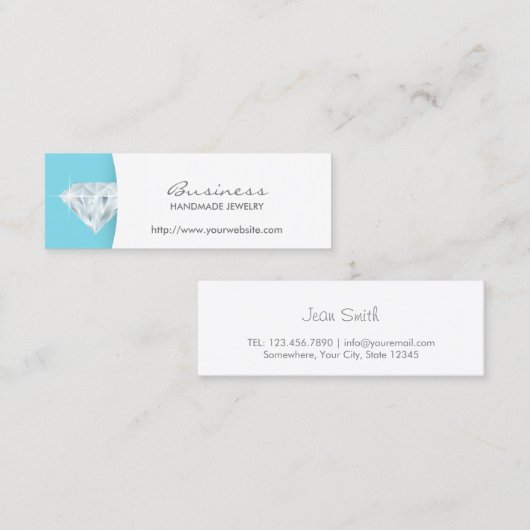 Carte de visite simple à bijoux bleu (Devant / Derrière)