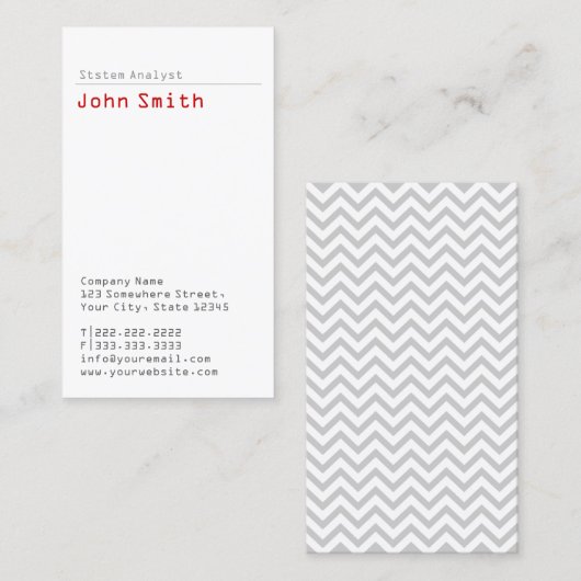 Carte de visite simple Analyste système simple (Devant / Derrière)