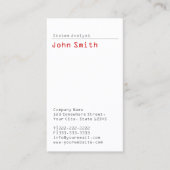 Carte de visite simple Analyste système simple (Devant)