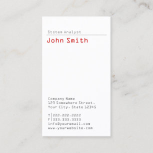 Carte de visite simple Analyste système simple