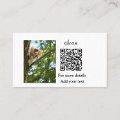Carte De Visite Simple animal name details QR code add text photo (Dos)