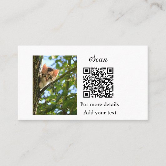 Carte De Visite Simple animal name details QR code add text photo (Devant)