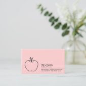 Carte De Visite Simple Apple School Teacher rose (Debout devant)