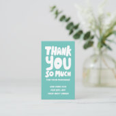 Carte De Visite Simple Aqua Curves Order Merci Social QR Code (Debout devant)