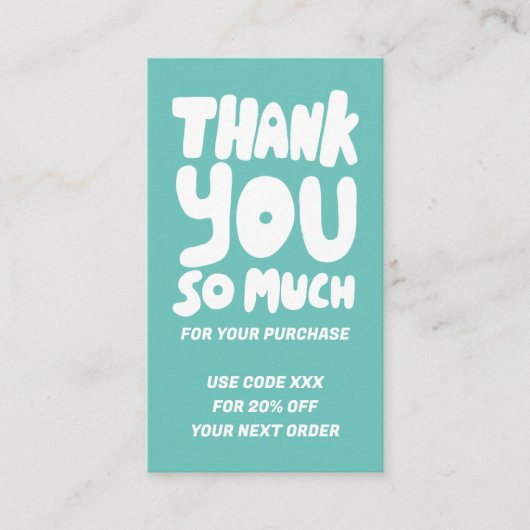 Carte De Visite Simple Aqua Curves Order Merci Social QR Code (Devant)