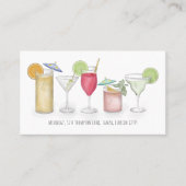 Carte De Visite Simple Aquarelle Cocktails Boissons Whimsical Fun (Devant)