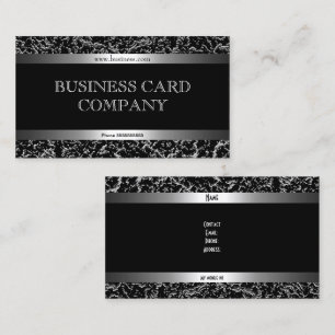 Carte De Visite Simple Argent Noir Élégant Classe