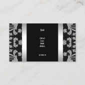 Carte De Visite Simple Argent Noir Floral Damask 2 (Dos)