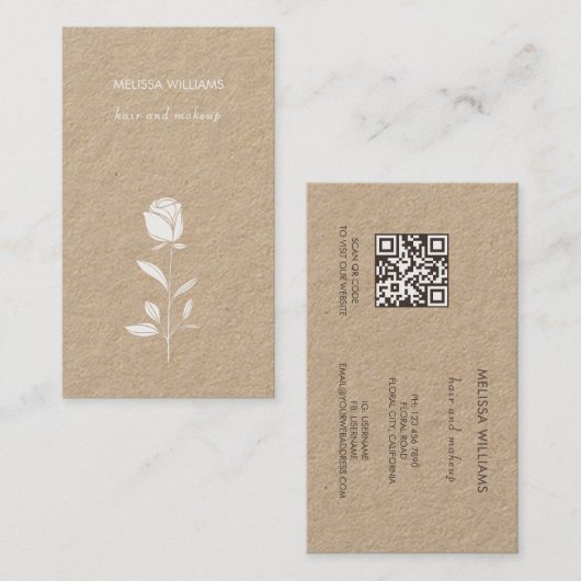 Carte De Visite Simple Art en Ligne Rustique Blanc (Devant / Derrière)