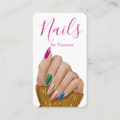 Carte De Visite Simple Art Moderne de Vernis à Ongles Code QR Tech (Devant)