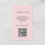 Carte de visite simple avec logo code QR rose (Dos)