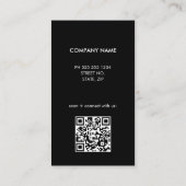 Carte de visite simple avec QR Code noir Logo (Dos)