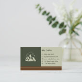 Carte De Visite Simple Aventure Rustique Randonneurs Vert Profond (Debout devant)