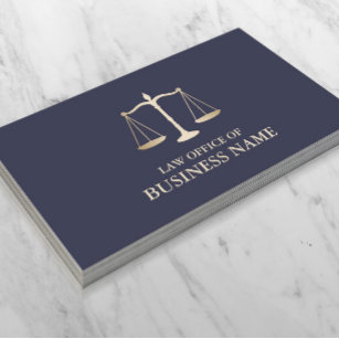 Carte De Visite Simple avocat bleu marine et or
