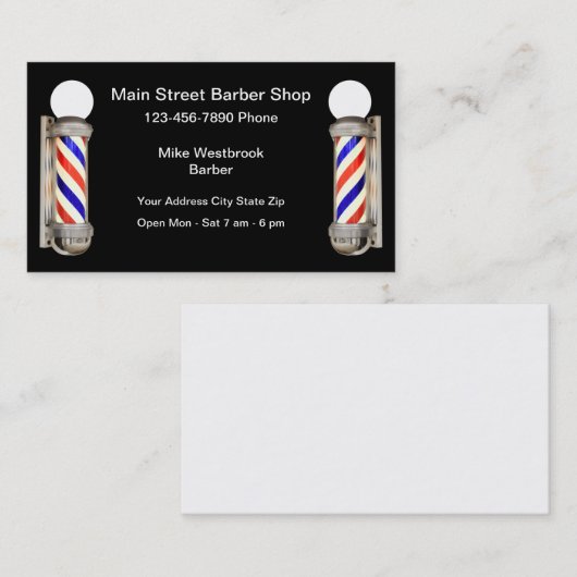 Carte De Visite Simple Barber Shop Light Thème (Devant / Derrière)