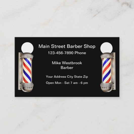 Carte De Visite Simple Barber Shop Light Thème (Devant)