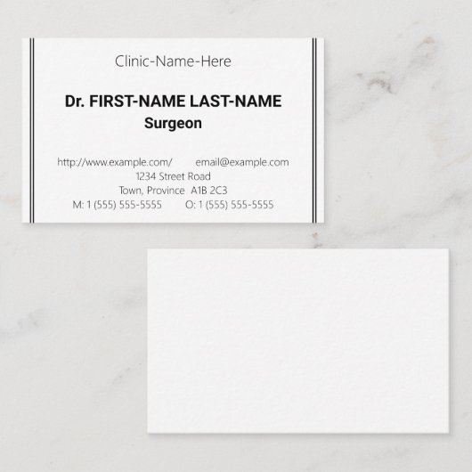 Carte de visite simple, basique et minimal (Devant / Derrière)