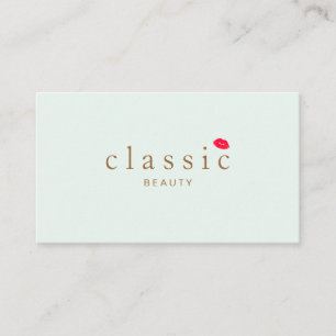 Carte De Visite Simple Beauté Light Aqua Blue Red Lips