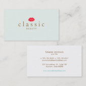 Carte De Visite Simple Beauté Lumière Aqua Bleu Lèvres de baiser (Devant / Derrière)