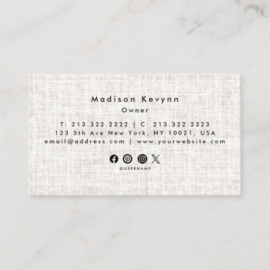 Carte De Visite Simple beige (Dos)