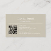 Carte de visite simple beige avec code QR et initi (Dos)